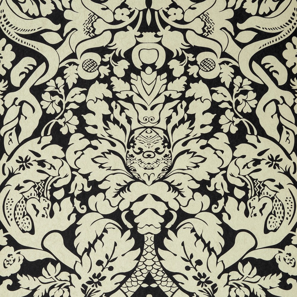 Valentina Wallpaper W0088 02 by Clarke and Clarke in Ebony